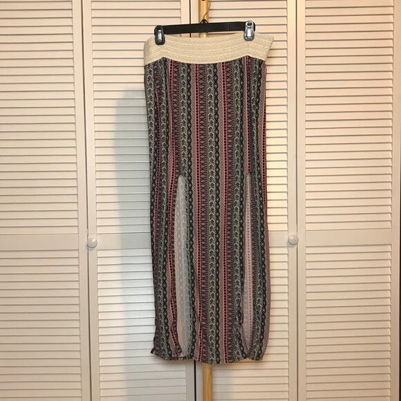 No Boundaries Striped Maxi Stretch Bodycon Skirt M - Picture 1 of 8